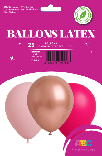 25 Ballons 30cm Camaïeu de roses