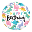 1 Alu 18" Rond Happy Birthday Colorful Dinos - Prima