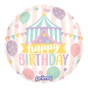 1 Alu 18" Rond Happy Birthday Pastel Circus - Prima