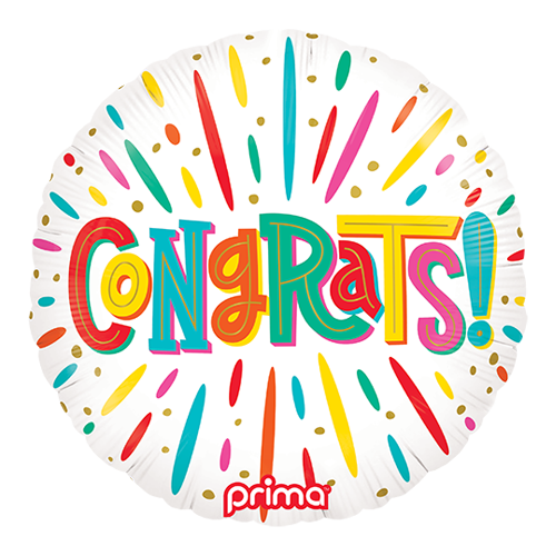 1 Alu 18" Rond Colorful Congrats - Prima