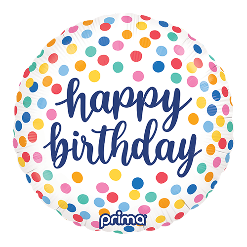 1 Alu 18" Rond Happy Birthday Colorful Confetti - Prima
