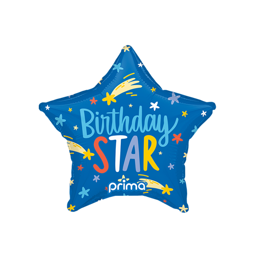 6 Alu Balloons 9" Birthday Star - Prima
