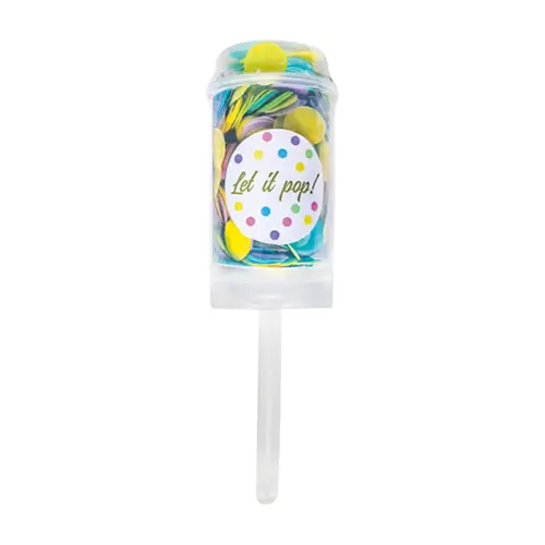 Popper Confettis Push Pop Papier Rond Assortis Pastel *1 