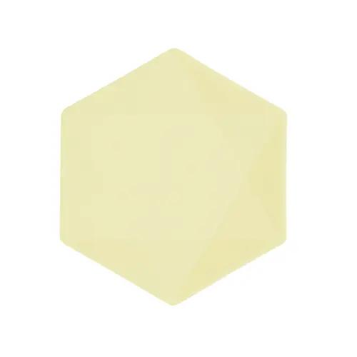 Lot de 6 Assiettes Hexagonales Décor Jaune 20cm