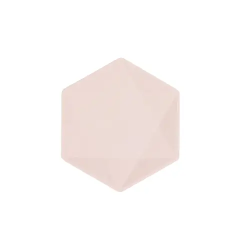 Lot de 6 Assiettes Hexagonales Décor Rose 15cm