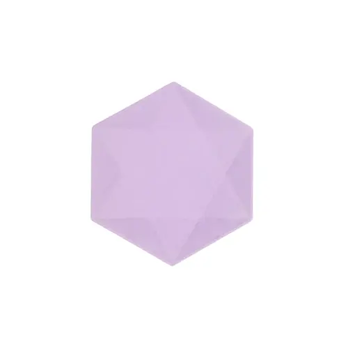 Lot de 6 Assiettes Hexagonales Décor Violet 15cm
