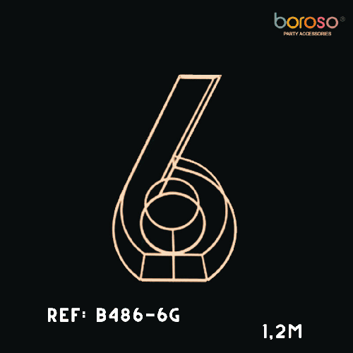 Cadre Chiffre Six (6) En Métal Dorée 1,5M – Borosino - FDS