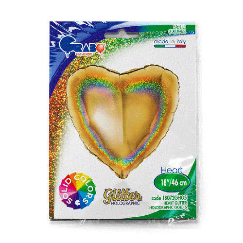 Coeur Glitter Holographique Gold 18" - Grabo