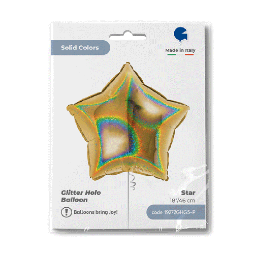 Étoile Glitter Holographique Gold 18" - Grabo