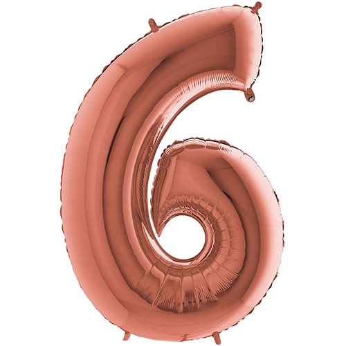 Chiffre '6' Rose Dorée 26"  - Grabo
