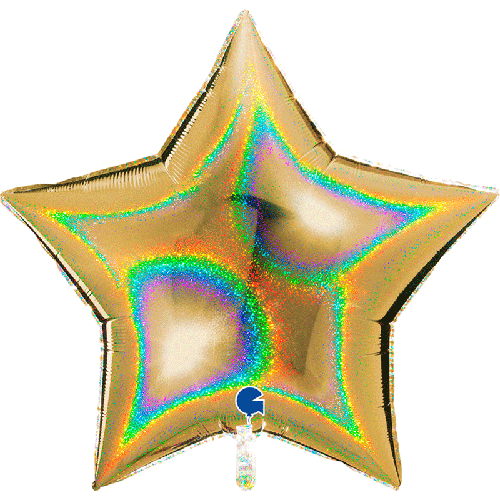 Étoile Glitter Holographic Gold 36" Vrac - Grabo