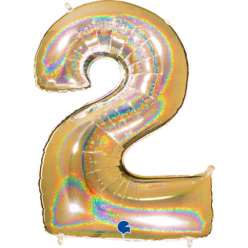 Chiffre '2' Glitter Holo Dorée G5 40" - Grabo