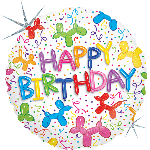 Balloons Dog Birthday Holo 18" - Grabo