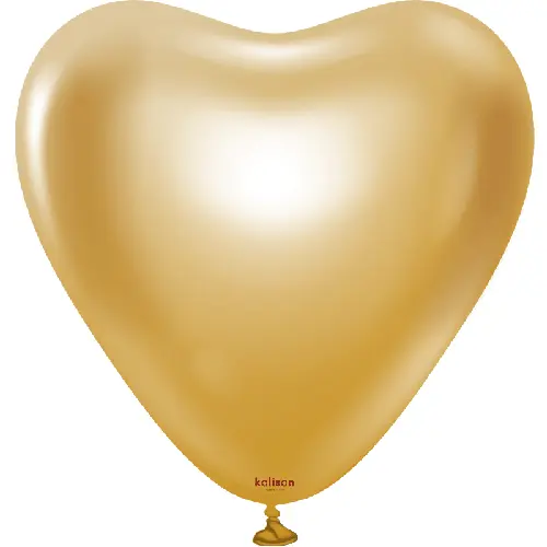 12" Heart Mirror Gold Latex 25ct FDS - Kalisan