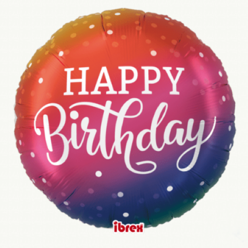 18" Alu Rond Happy Birthday Ombre and Dots - Takarakosan