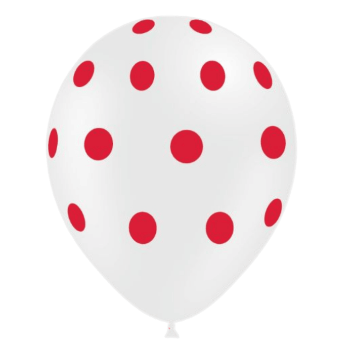 50 Ballons 12" Hg112 Blanc Pois Rouge – Balloonia