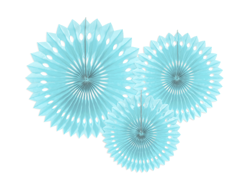Lot de 3 Rosettes décorative de diamètre 20/25/30cm Bleu clair