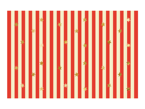 Nappe en papier imprimé avec rayures rouge et etoiles Or de 180 x 120cm