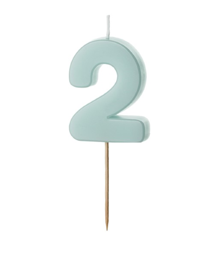 1 Bougie Bleu numéro " 2 " de 5.5 cm 