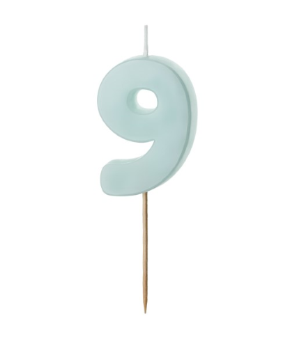 1 Bougie Bleu numéro " 9 " de 5.5 cm