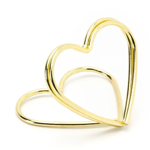 Lot de 10 porte carte forme cœur Or de 2.5cm