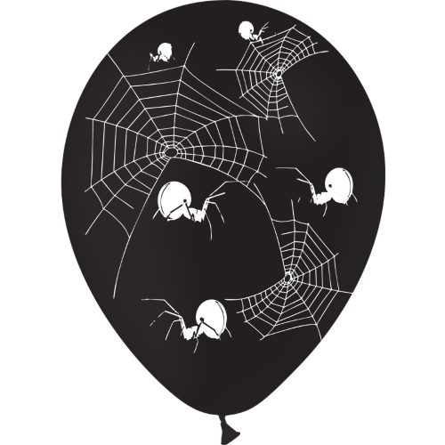 [GBT1243N] Ballons Latex Araignée Noir Imprimés - Cattex