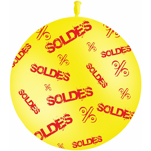 Ballons Latex Soldes Jaune Impression Rouge Air - Balloonia