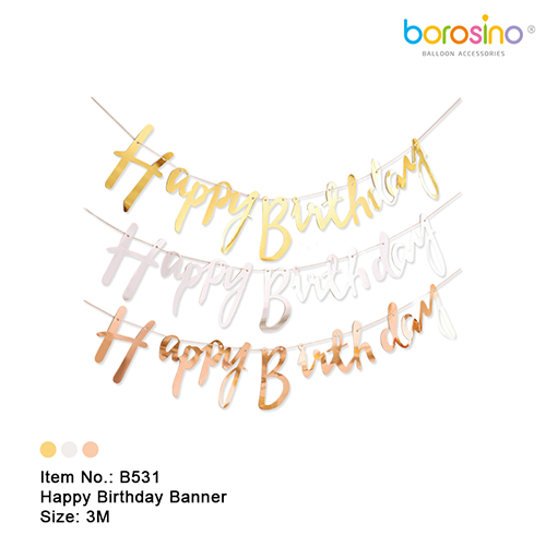 Bannière Happy Birthday Doré - Borosino
