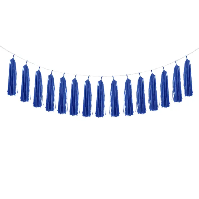 [B502-BL] Bannière Pompons Bleu - Borosino