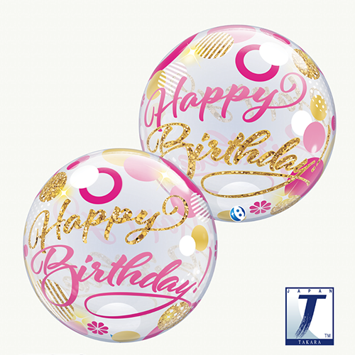 [TK00005] Bubble Birthday Pink And Gold Dots - Takarakosan
