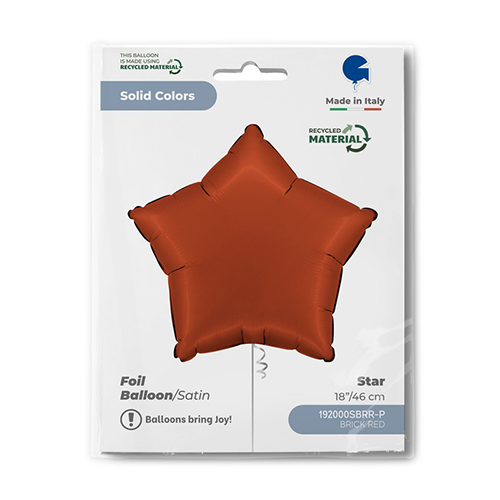 [G192000SBRR-P] Ballons Aluminium Étoiles Satin Rouge Brique - Grabo