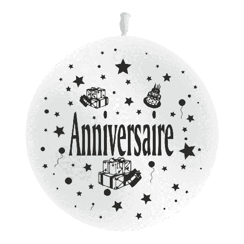 [T3-101P20] Geant Anniversaire Cadeaux Blanc P20 Sens Air - Balloonia