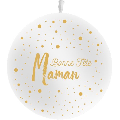 Geant Bonne Fete Maman Dots Blanc Imp Or Sens Air - Balloonia
