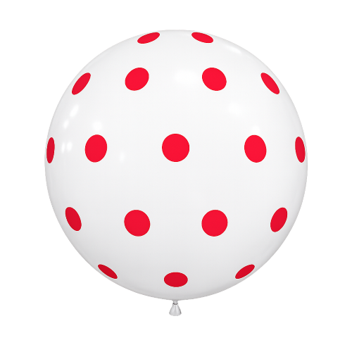 [3FTP2040-ABC] Ballons Blanc Imprimé Pois rouge - Balloonia