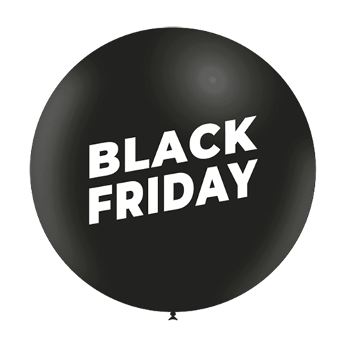 [3ftp41120] Ballons Noir Imprimé Black Friday Helium (2 Faces) - Balloonia