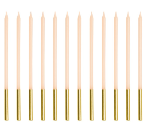 Lot De 12 Bougies unies Beige - Party Deco