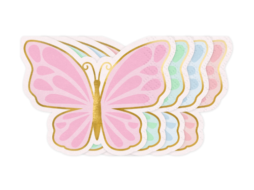 [SPK39] Lot De 12 Serviettes Papillon Bleu, Rose et Vert