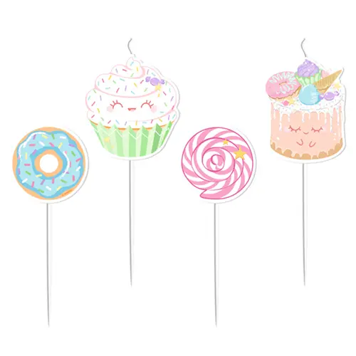 [9916947] Lot de 4 Bougies Forme Gateaux