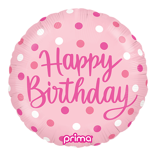 Alu Rond Happy Birthday Pink Dots - Prima