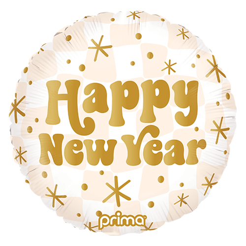 Rond Happy New Year Gold & Neutral Checker - Prima