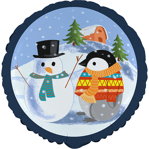 Snowman And Christmas Penguin - Grabo