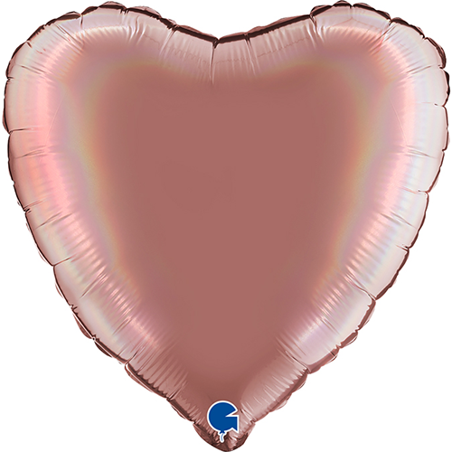 Ballons Aluminium Cœurs Holographique Platinum Rose - Grabo