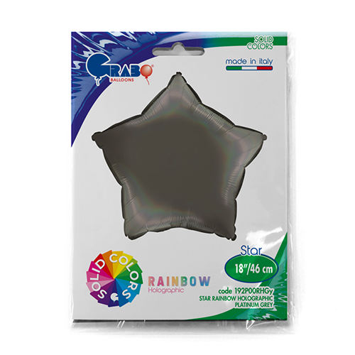 Ballons Aluminium Étoiles Holographique Platinum Gris - Grabo