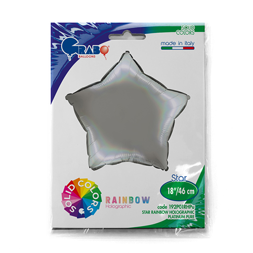 Ballons Aluminium Étoiles Holographique Platinum Pure - Grabo