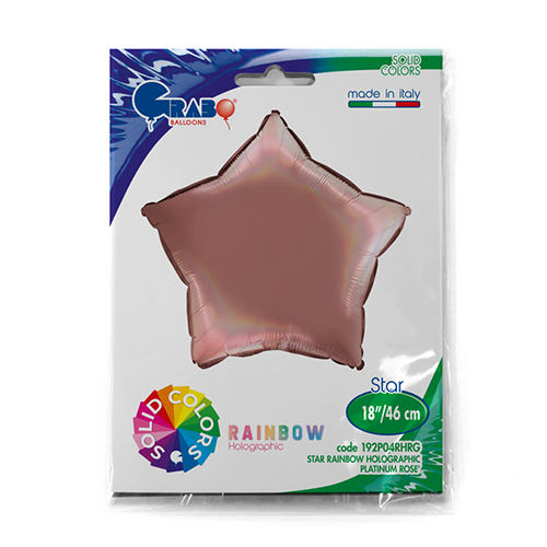 Ballons Aluminium Étoiles Holographique Platinum Rose - Grabo