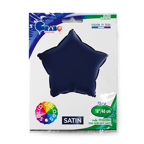 [G192S02BN-P] Ballons Aluminium Étoiles Satin Bleu Marine - Grabo (18" (45 cm), 1 pièce)