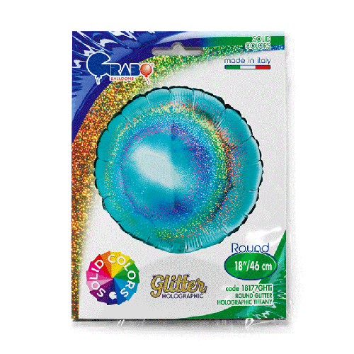 Ballons Aluminium Ronds Glitter Holographique Tiffany - Grabo