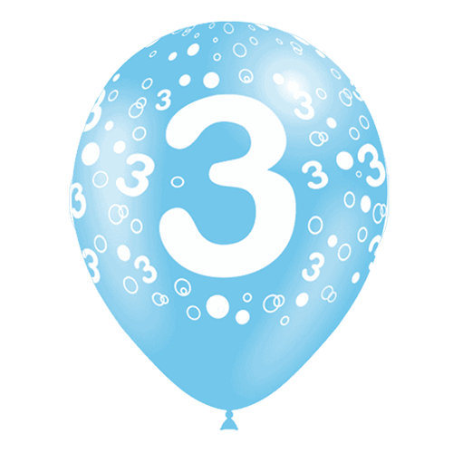 [11203*8] Ballons Chiffre 3 Assortis - Balloonia