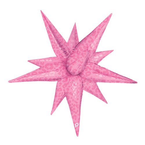 [PD-0090-40] Dark Pink Matte & Shiny Leopard Print Starburst - Prima