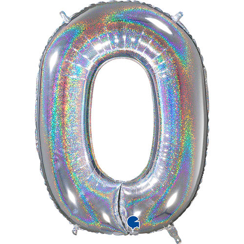 Ballons Aluminium Chiffres Glitter Holographique Argent - Grabo